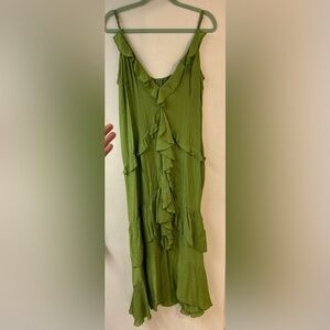 New Green Ruffled maxi dress